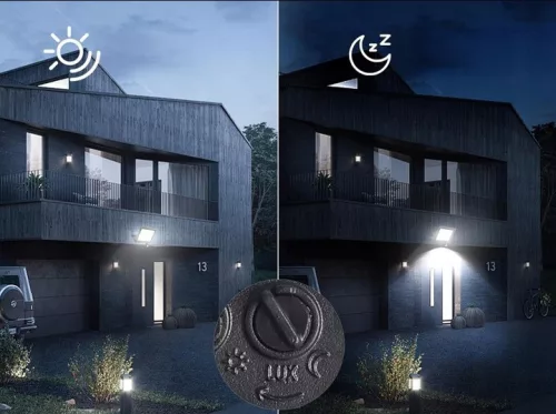 LED Reflektor Halogén 10W 800lm 4500K Semleges Mozgásérzékelővel 120° IP65 Fekete Tiga Masterled