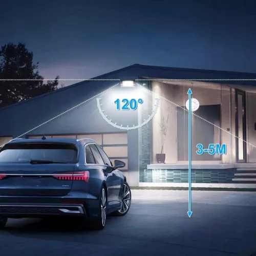 LED Reflektor Halogén 10W 800lm 4500K Semleges Mozgásérzékelővel 120° IP65 Fekete Tiga Masterled