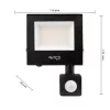 LED Reflektor Halogén 30W 2400lm 4500K Semleges Mozgásérzékelővel 120° IP65 Fekete Tiga Masterled