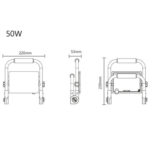 LED Reflektor Halogén Spotlámpa 50W 4000lm 4500K Semleges 120° IP65 Fekete Sárga Tiga Masterled