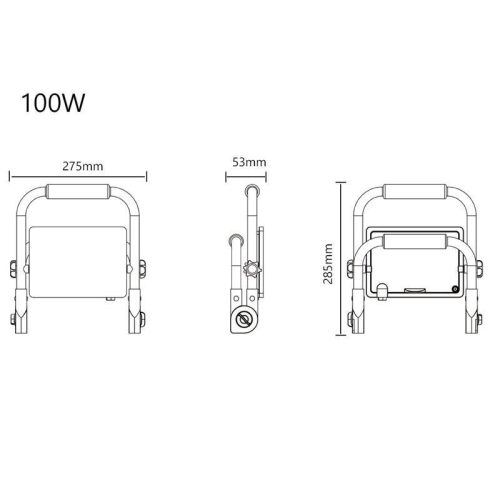 LED Reflektor Halogén 100W 8000lm 4500K Semleges 120° IP65 Fekete Sárga Tiga Masterled