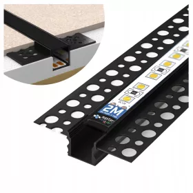 Profil LED szalagokhoz eloxált fekete 2m GK Masterled