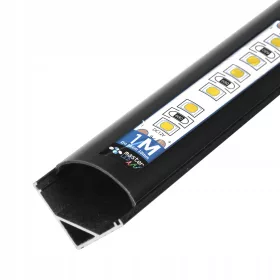 LED szalagprofil, ferde, fekete eloxált, 1m Masterled