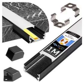 Profil LED szalagokhoz Fekete eloxált 1m Masterled