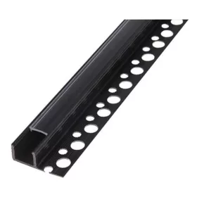   Profil LED szalagokhoz csempékhez PVC fekete átlátszó süllyesztett 2m Masterled