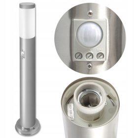   Kültéri kerti lámpa E27 SILVER POST 65cm mozgás- és szürkületérzékelővel