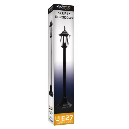 LED Kerti Lámpa Álló Kültéri Lámpás E27 Fekete IP44 Victoria 1m Masterled