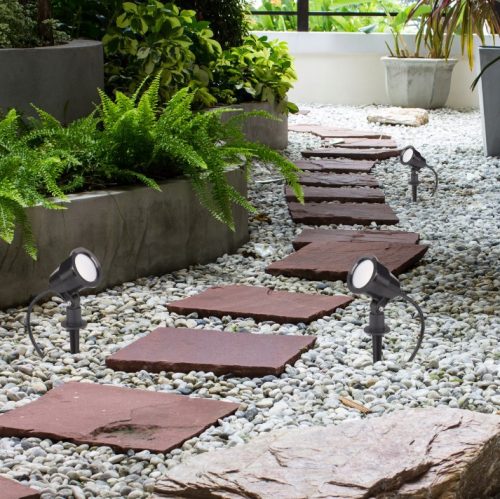 LED kültéri kerti lámpa spotlámpa SERGIO 7W 2700K süllyesztett fekete modern