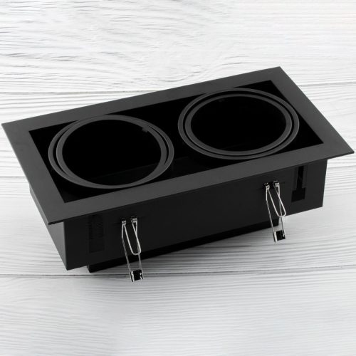 Süllyesztett halogén mozgatható szerelvény 2x GU10 ES111 négyszögletes fekete