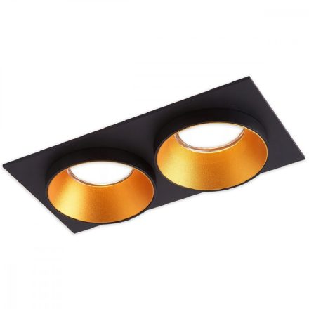 SPOT 2x GU10 téglalap alakú fekete arany süllyesztett dupla süllyesztett lámpatest