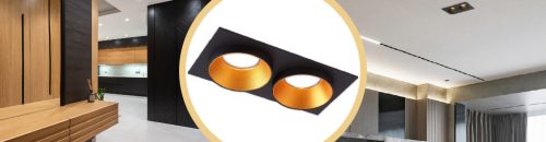 SPOT 2x GU10 téglalap alakú fekete arany süllyesztett dupla süllyesztett lámpatest