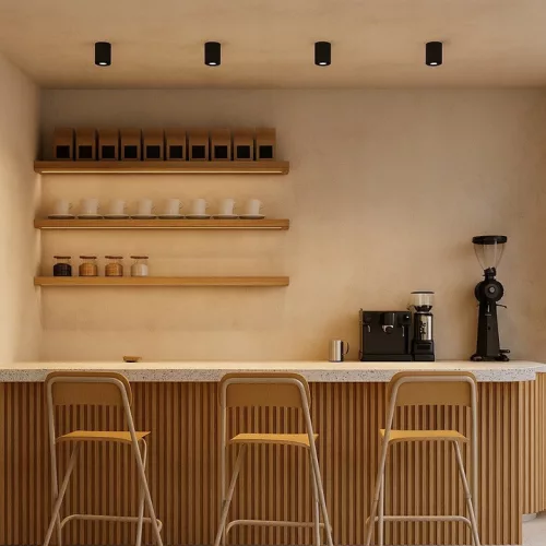 Felületre Szerelt Halogén Csöves Spotlámpa GU10 Kerek Mozgatható Fekete Masterled