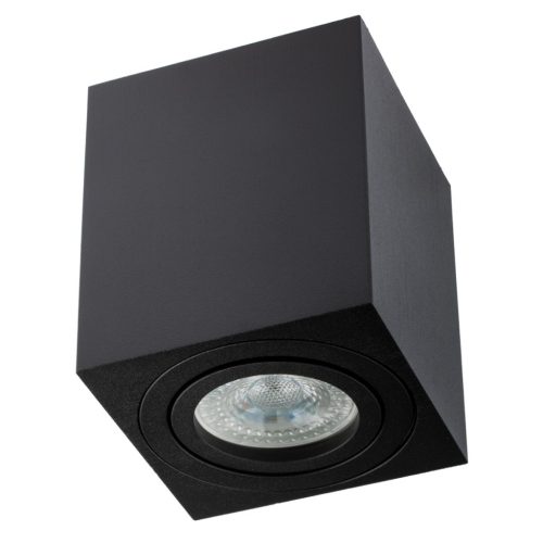 Felületre szerelhető HALOGÉN mozgatható GU10 négyzet alakú fekete rögzítő 84mm