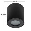Felületre szerelhető GU10 csöves lámpatest kerek fekete 84mm IP54 Modern