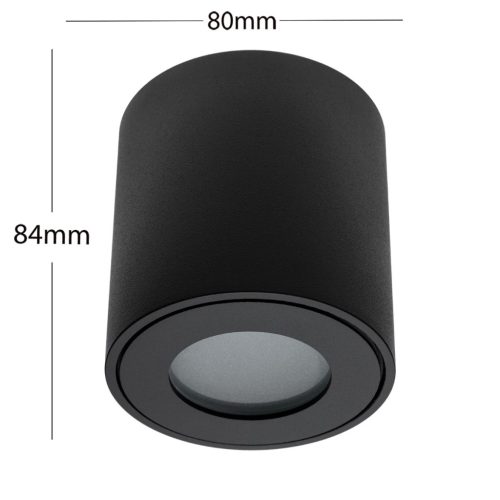 Felületre szerelhető GU10 csöves lámpatest kerek fekete 84mm IP54 Modern