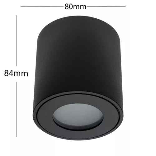 Felületre szerelhető GU10 csöves lámpatest kerek fekete 84mm IP54 Modern