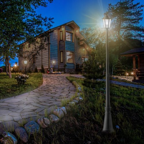 Kerti állólámpa LED oszlop 229cm E27 kültéri dekoratív lámpa