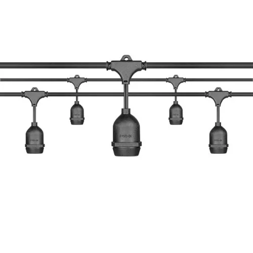LED girland fényfüzér 10x E27 fekete IP44 10m Masterled