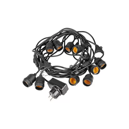 LED girland fényfüzér 10x E27 fekete IP44 10m Masterled