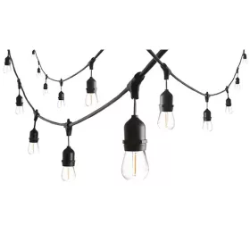 LED girland fényfüzér 15x E27 fekete IP44 15m Masterled