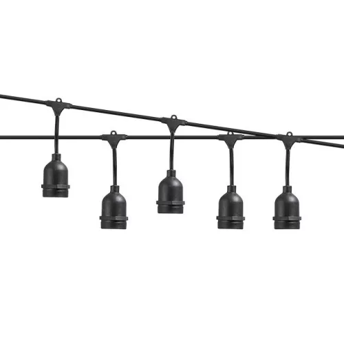 LED girland fényfüzér 15x E27 fekete IP44 15m Masterled