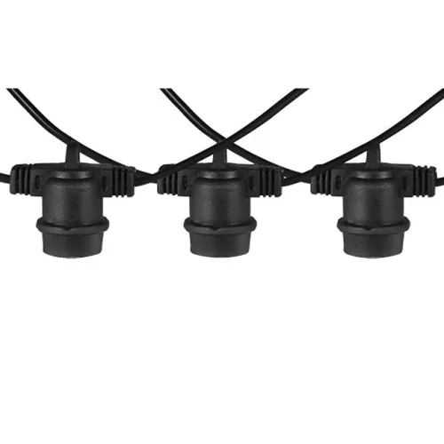 LED girland fényfüzér 20x E27 fekete IP44 20m Masterled