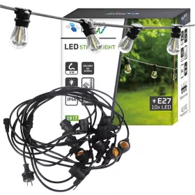 LED girland fényfüzér 10x E27 fekete 10m IP44 Masterled