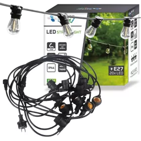 LED girland fényfüzér 20x E27 fekete 10m IP44 Masterled
