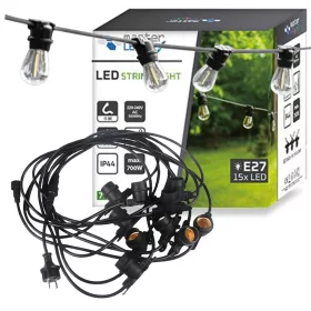 LED girland fényfüzér 15x E27 fekete 15m IP44 Masterled
