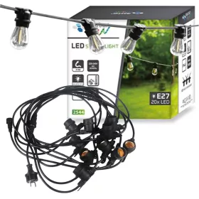 LED girland fényfüzér 20x E27 fekete 20m IP44 Masterled