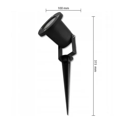 Kerti lámpa, spotlámpa, talajra szerelhető GU10, fekete, 90°, IP65, 10 cm, Masterled