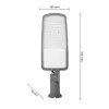 LED utcai lámpa, ipari, közúti lámpatest, 100W, 13000lm, 4500K, semleges, 140°, szürke, IP65, Masterled