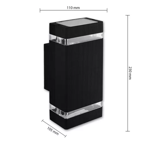 Kerti lámpatest, kültéri fali lámpa, GU10, 120°, fekete, IP65, Hana, Masterled