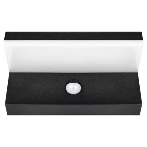 LED kerti lámpa, kültéri homlokzati fali lámpa, 9W, 690lm, 4000K, semleges, 120°, fekete, IP44, Hestio Masterled mozgásérzékelővel