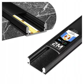   Profil LED szalagokhoz, fekete eloxált, felületre szerelhető, 2m, Masterled