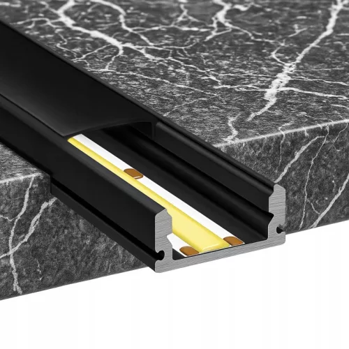 Profil LED szalagokhoz, fekete eloxált, felületre szerelhető, 2m, Masterled