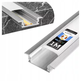   Profil LED szalagokhoz, fekete eloxált, süllyesztett, 1 m, Masterled