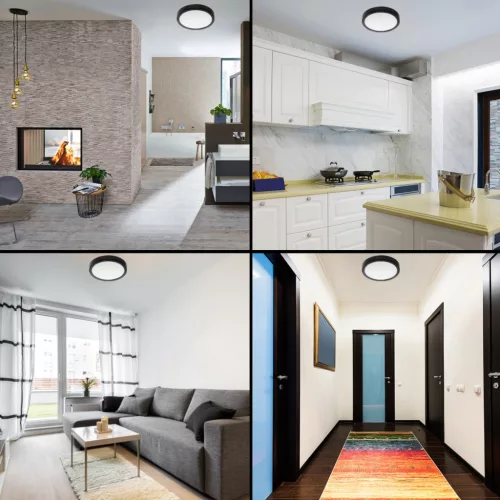 Felületre szerelhető mennyezeti lámpa LED panel 18W 4000K Fekete kerek Proma LVT