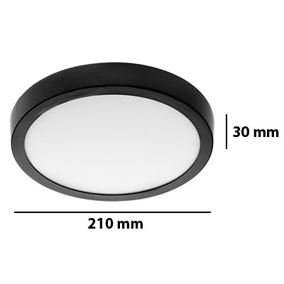 Felületre szerelhető mennyezeti lámpa LED panel 18W 4000K Fekete kerek Proma LVT