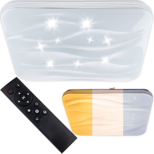 LED fürdőszobai mennyezeti lámpa 72W 3000-6500K White Square Diamond 43cm + Távirányító