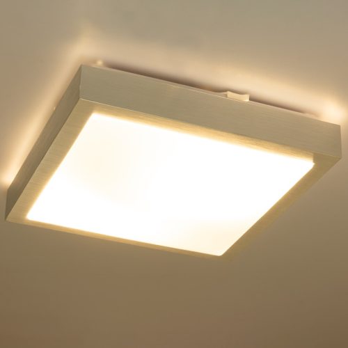 LED mennyezeti lámpa 2x E27 SOLEN mikrohullámú érzékelővel, szögletes ezüst
