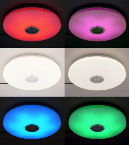 LED 49cm kerek mennyezeti lámpa RGBW 3000K-6500K + távirányítós BLUETOOTH hangszóró