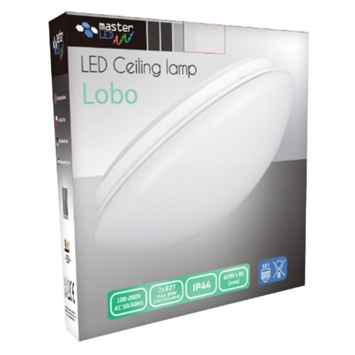 Mennyezeti lámpa 2x E27 fürdőszobai felületre szerelhető IP44 kerek fehér LOBO Masterled