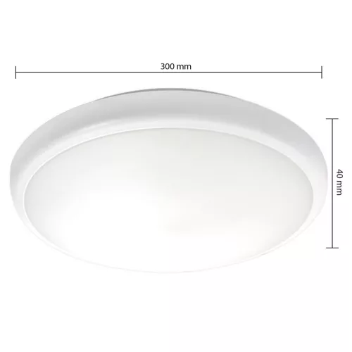 Midas Masterled LED fürdőszobai mennyezeti lámpa, felületre szerelhető, 22 W, 4000 K, semleges, 120°, mozgásérzékelővel, kerek, fehér, IP65