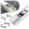 LED szalagprofil, ezüst eloxált alumínium, felületre szerelhető, 2m Masterled