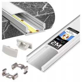   LED szalagprofil, ezüst eloxált alumínium, felületre szerelhető, 2m Masterled