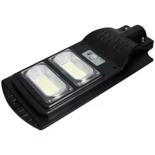 LED napelemes utcai lámpa fekete 100W 6000K hideg IP65 mozgás- és szürkületérzékelő + távirányító