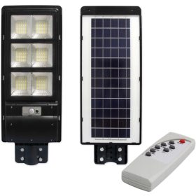   LED napelemes utcai lámpa fekete 270W 6000K hideg IP65 mozgás- és alkonyérzékelő + távirányító