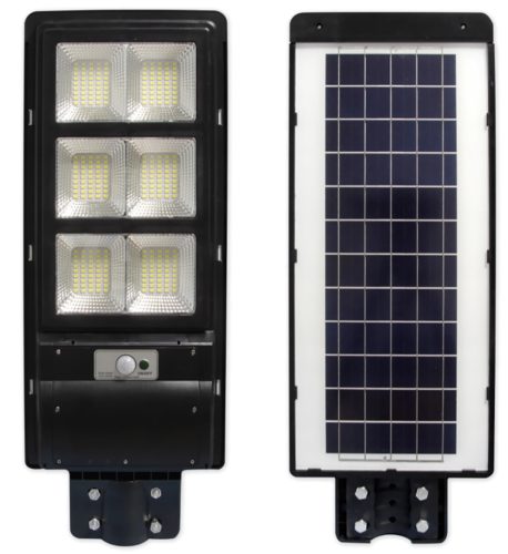 LED napelemes utcai lámpa fekete 270W 6000K hideg IP65 mozgás- és alkonyérzékelő + távirányító