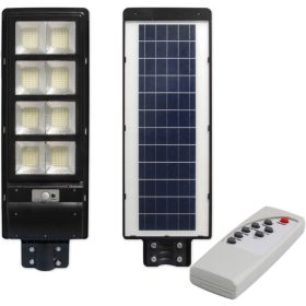   LED napelemes utcai lámpa fekete 360W 6000K hideg IP65 mozgás- és szürkületérzékelő + távirányító